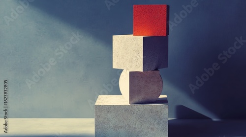 Stacked geometric objects with modern shadows