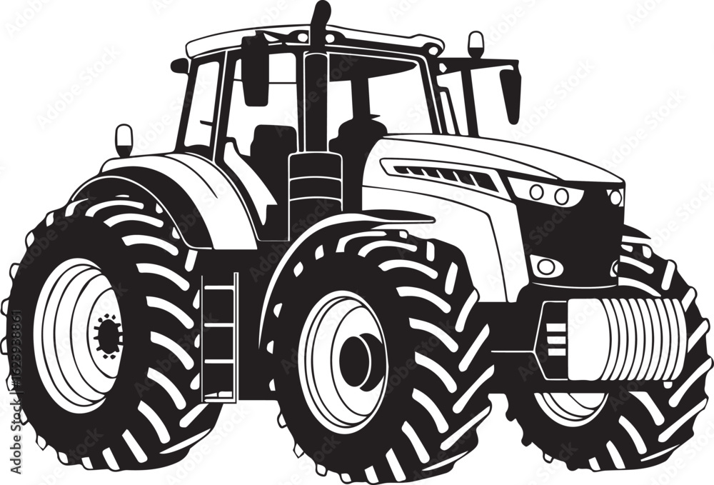 Naklejka premium modern agricultural tractor vector illustration detailed farm machinery graphic for equipment design projects