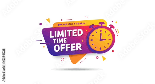 Promotion and sale limited time offer sale promotion discount countdown timer clock badge marketing graphic design template vector