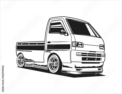 coloring page pick up car illustration vector graphic design