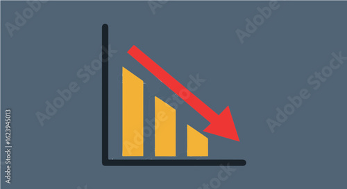 Promotion and sale stock market crash financial crisis economic recession graph with downward trend and red arrow indicator vector