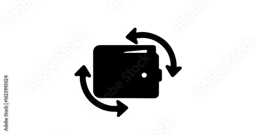 Promotion and sale wallet transaction rotate arrow icon vector illustration for finance and money management concept design vector