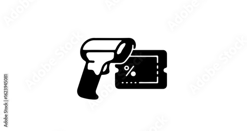 Promotion and sale scanning coupon discount promotion offer sale barcode scanner retail price reduction voucher deals savings vector