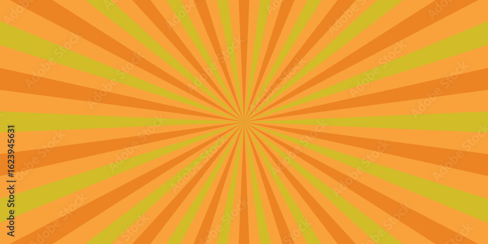 Fototapeta premium Retro sunburst design in orange and yellow radiating lines perfect for vintage posters and comic book illustration