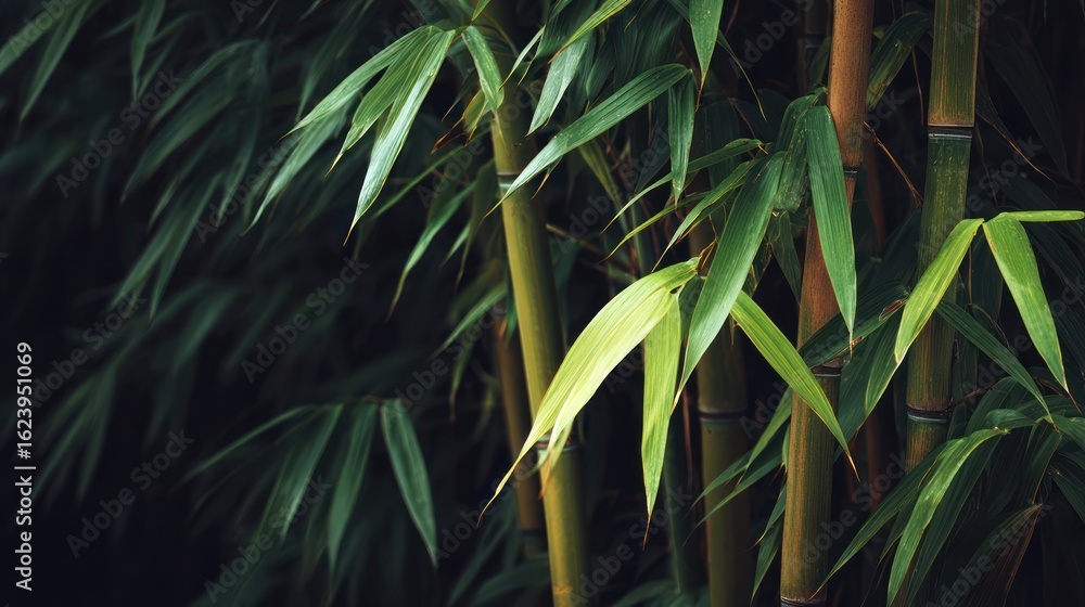 Naklejka premium Lush bamboo foliage close-up