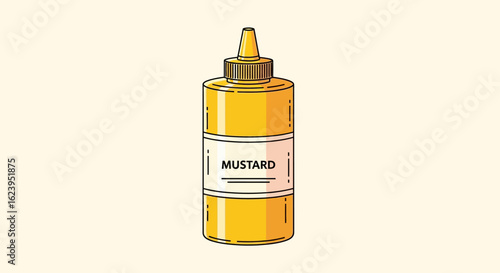 Yellow Mustard Squeeze Bottle Condiment Flat Vector Illustration
