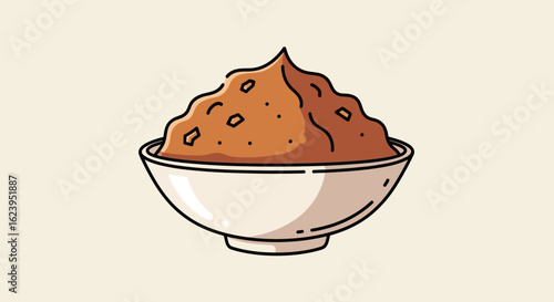 Mashed Food or Dip in a White Bowl - Simple Cartoon Vector Illustration