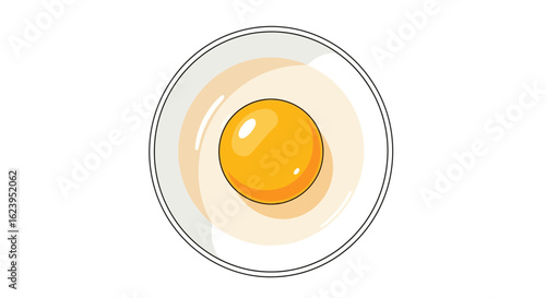 Raw Egg Yolk in White Bowl Flat Vector Illustration for Cooking, Baking, and Breakfast Concepts