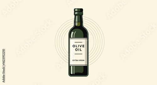 Minimalist Extra Virgin Olive Oil Bottle Illustration for Culinary and Healthy Eating Concepts