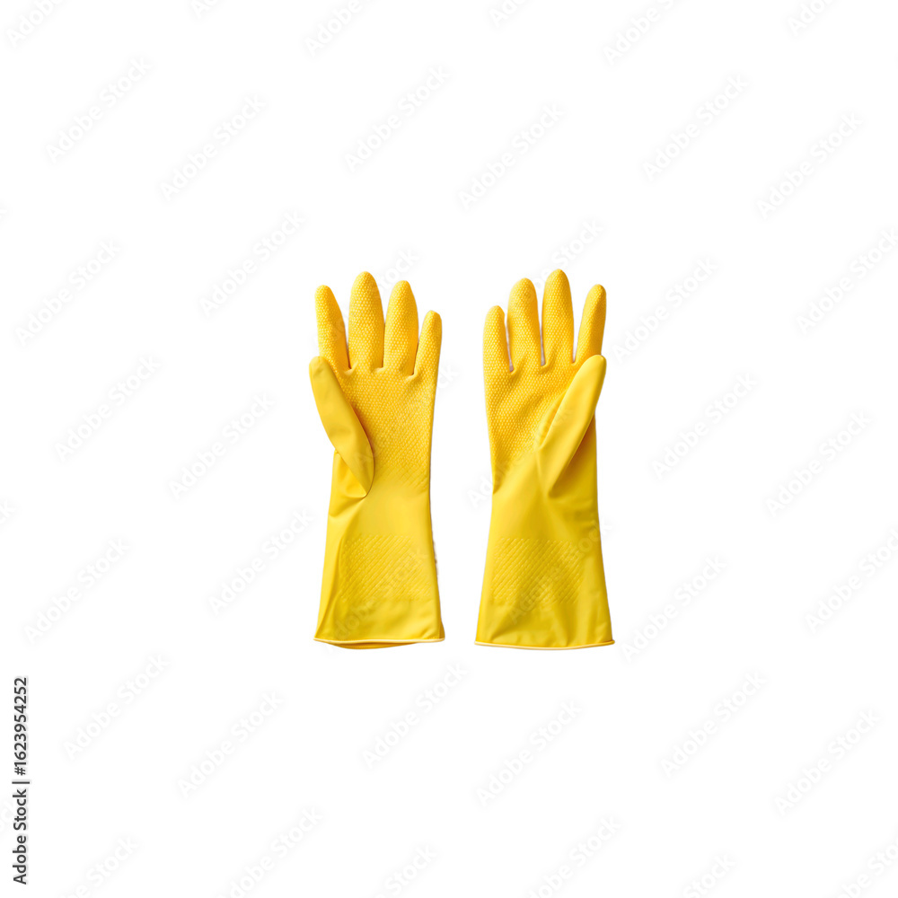 Obraz premium yellow rubber gloves on transparent background 