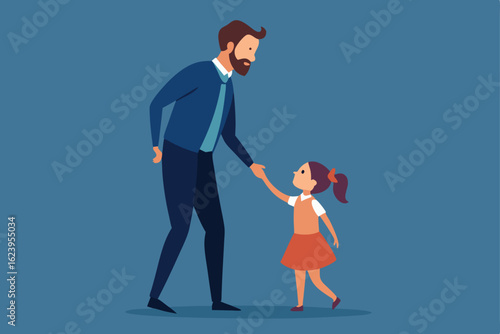 cute father daughter bonding moments cartoon set .eps