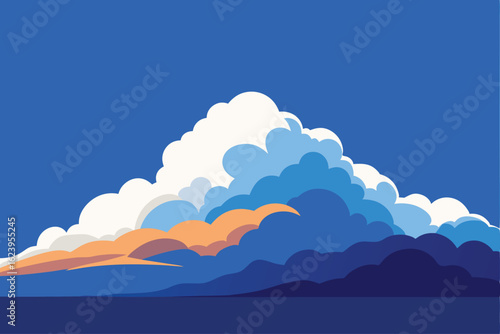 cumulus cloudscape in blue sky background  .eps