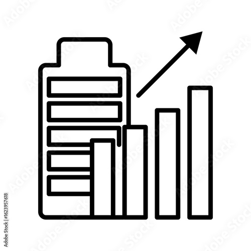 battery performance line icon, vector illustration, pictogram isolated on white background. color editable
