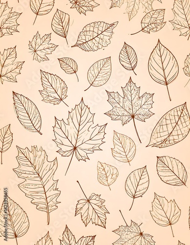 Autumn leaves pattern on a pastel background