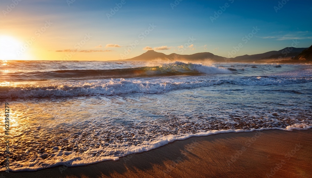 Fototapeta premium peaceful coastal wave gently lapping at the shore