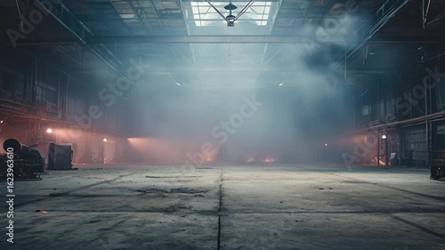 Moody interior space with haze. AI.