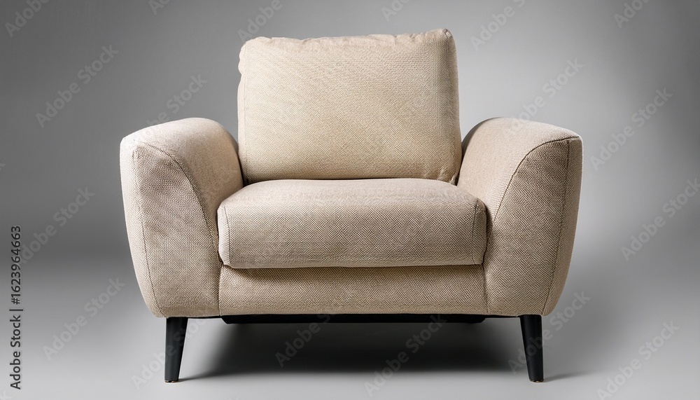 Fototapeta premium modern beige armchair with textured back and sides isolated on ash background