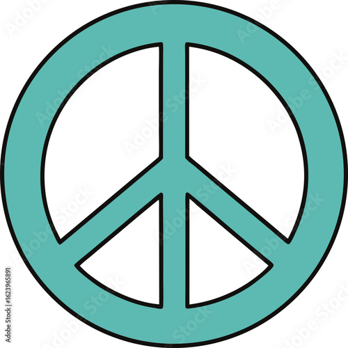 Turquoise peace symbol isolated on transparent background