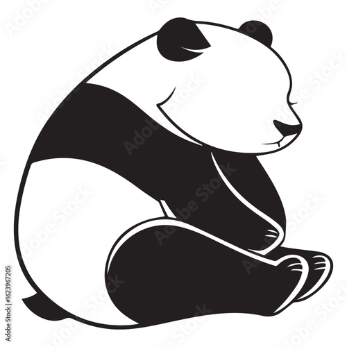 A cute panda bear is sleeping peacefully, curled up in a ball, isolated on white background the panda looks relaxed and content, enjoying a peaceful nap in its serene environment