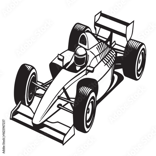Formula one race car isolated on white background, a highspeed vehicle designed for competition, showcasing advanced aerodynamics and engineering for peak performance on the track
