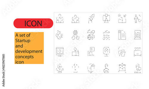 A set of startup and development related icon