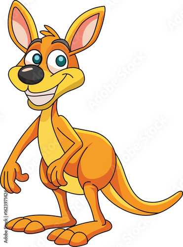 Happy Cartoon Kangaroo Character – Australian Animal Vector Illustration

