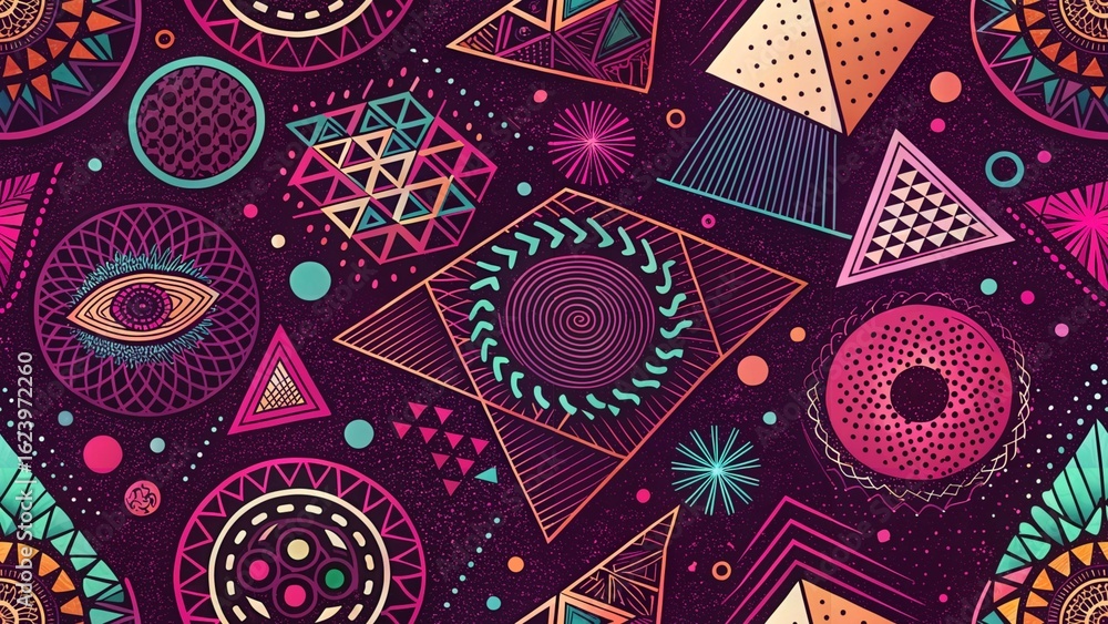 Fototapeta premium Colorful abstract background with different geometric patterns