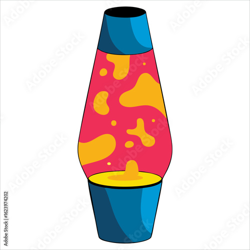 Vector illustration of lava lamp on white background. Great for vintage room decor artwork, 90s inspired visuals, and youth trend designs.