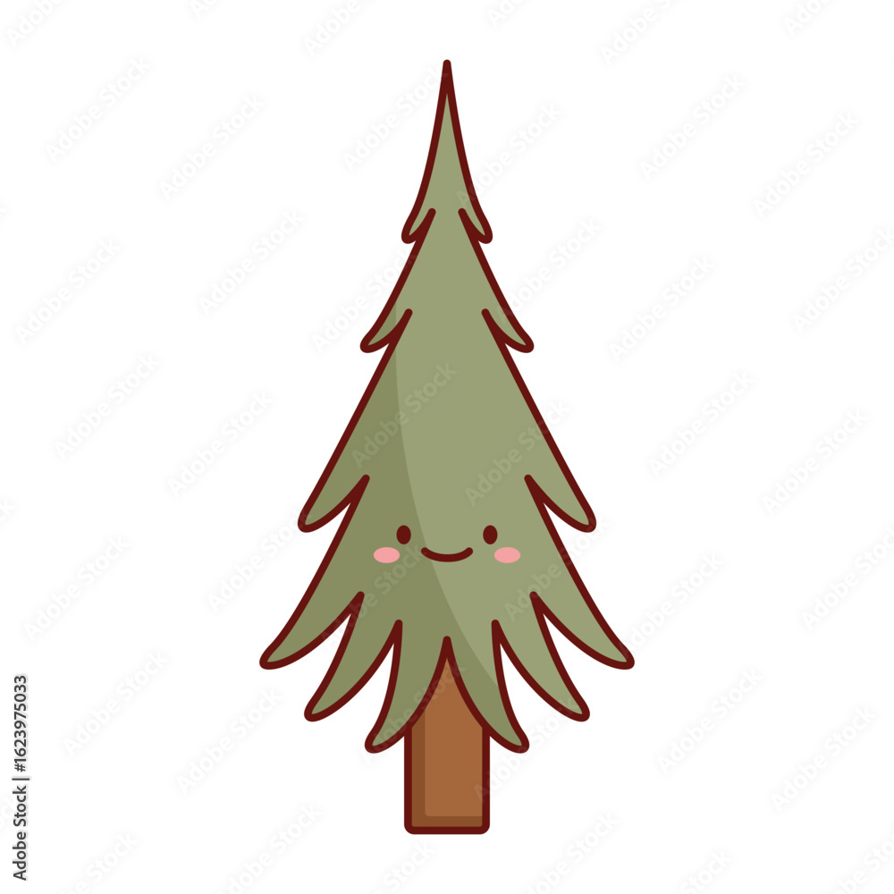 Obraz premium Flat Vector Evergreen Pine Design