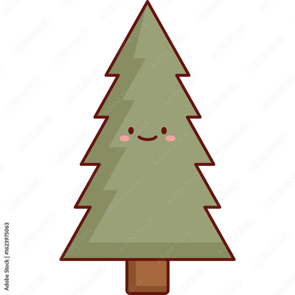 Fototapeta premium Flat Vector Evergreen Pine Design