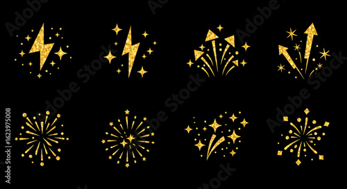Vector Firework Burst Pattern with Sparkling Golden Explosions in Modern Celebration Style