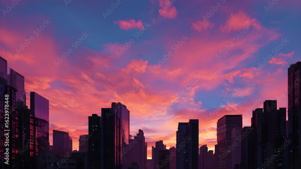 Serene City Silhouettes: Infusing Dynamic Energy into a Bustling Skyline Serene City Silhouettes: Infusing Dynamic Energy into a Bustling Skyline