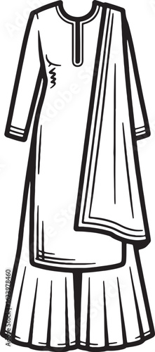 Traditional Indian clothing ensemble with draped scarf traditional clothing Indian attire