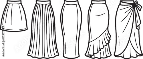 Different Types of Fashion Skirts Illustration
