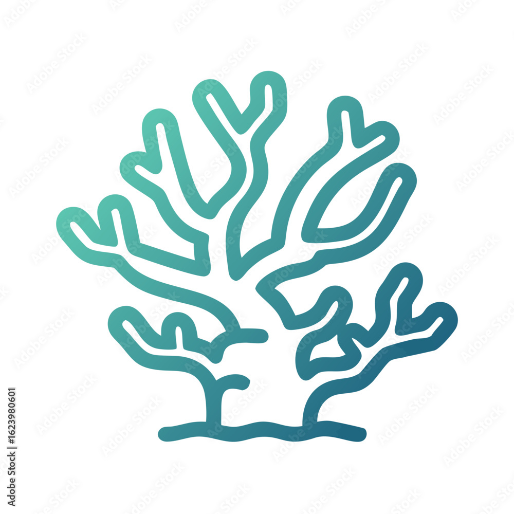 Obraz premium Gradient Coral Illustration: Minimalist Underwater Sea Life Icon on Black Background