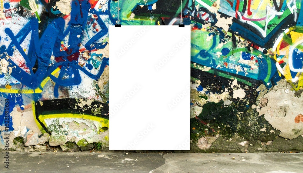 Obraz premium Blank poster on a graffiti wall