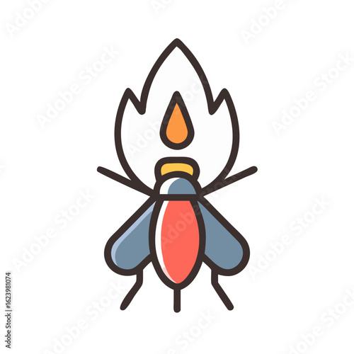 Moth to a Flame: Colorful Vector Illustration of Self-Destructive Behavior