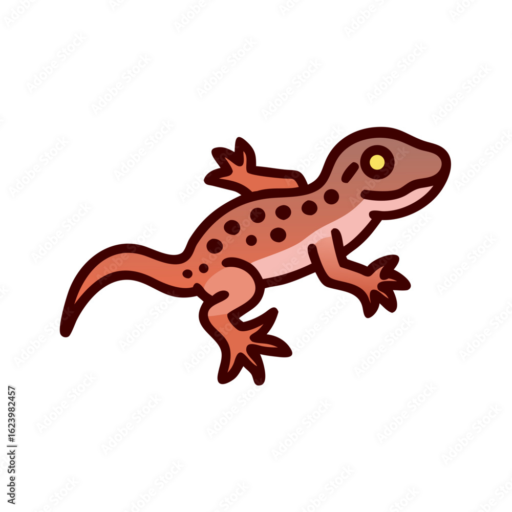 Fototapeta premium Cute Cartoon Gecko Illustration on Black Background, Reptile Vector Image