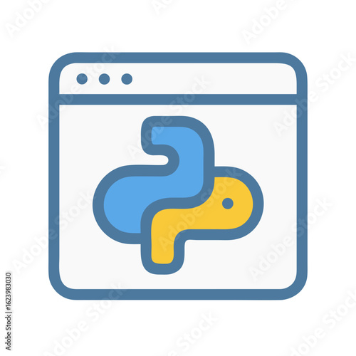 Python Programming Language Icon inside a Browser Window Symbol