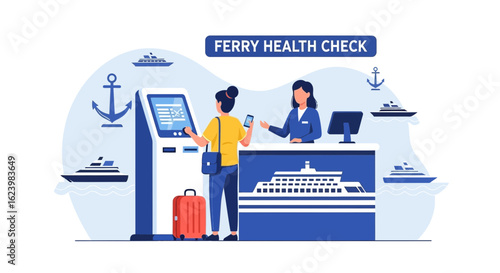 Ferry Maritime Trip Health Check Passenger Process Before Boarding Transportation
