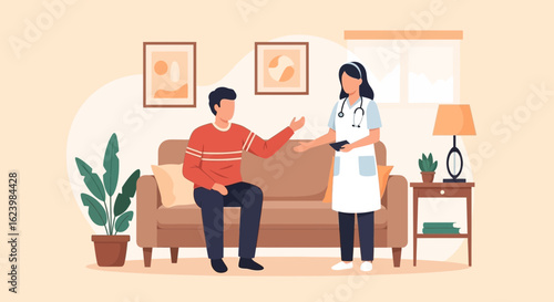 Doctor Visiting Patient At Home For Consultation And Health Assistance Service