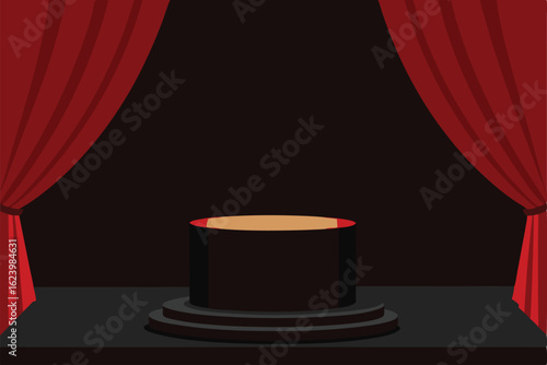 black podium under a single spotlight  