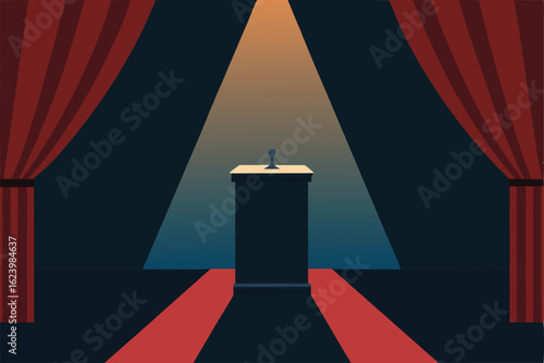 black podium under a single spotlight  l