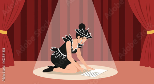 Emotional Actress Crying On Stage After Flunking Her Audition In The Theater