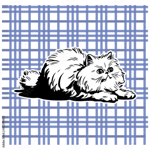 Hand-Drawn Vector Illustration of a Cute Lying Cat