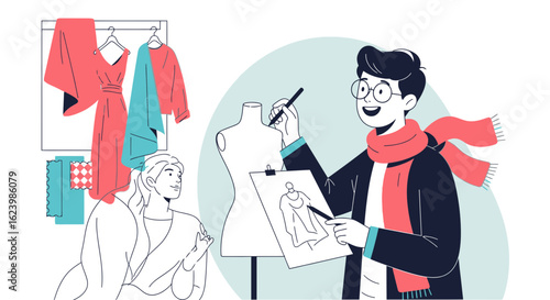 Fashion Designer Creative Process In The Studio Design Studio With Mannequin