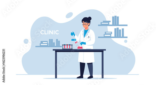 Female Scientist Conducting Research in a Clinic Laboratory For Discoveries