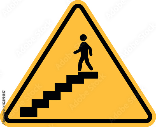 steps down hazard warning icon isolated on white background