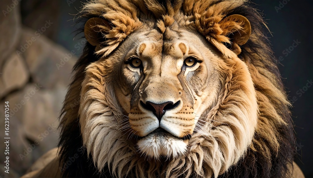 Fototapeta premium Close-up lion portrait, majestic gaze