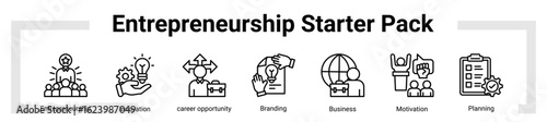 Entrepreneurship Starter Pack icon sheet banner collection